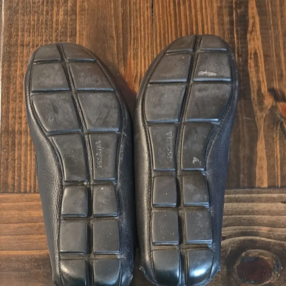 Prada Men's Textured Black Slip-On Loafers Shoes - Picture 2 of 11